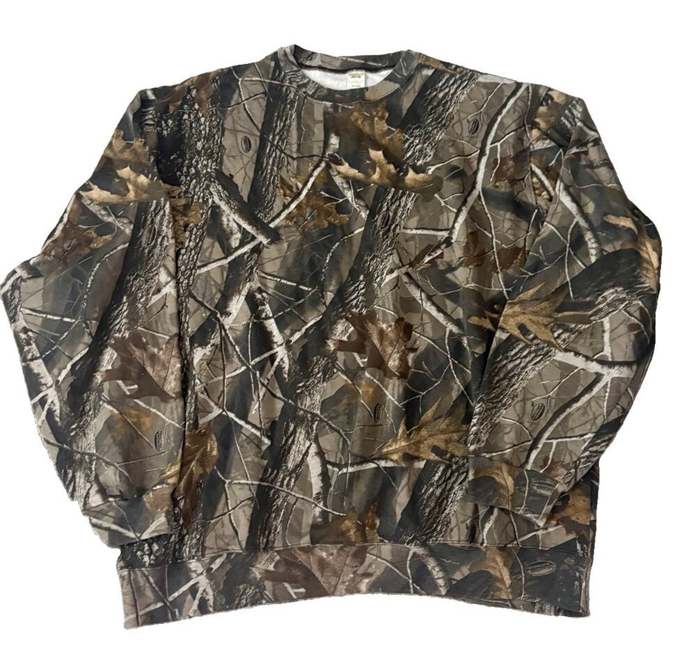 Vtg Mens XX Large Liberty Duck Camo Crewneck Sweatshirt Y2K Realtree 2XL